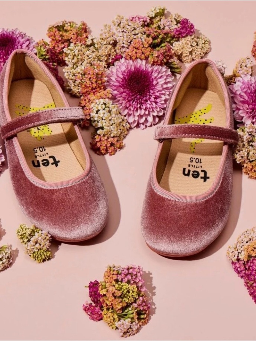 Ten Little Pink Velvet Ballet Flats